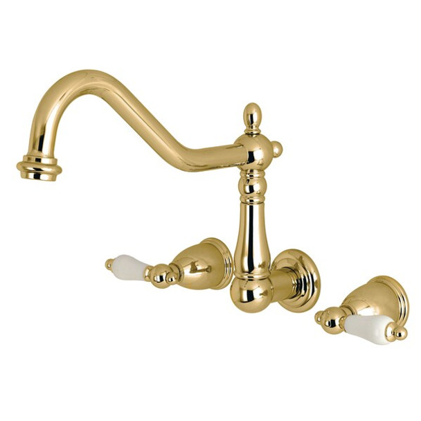 Kingston Brass Roman Tub Faucet, Polished Brass, Wall Mount KS1022PL