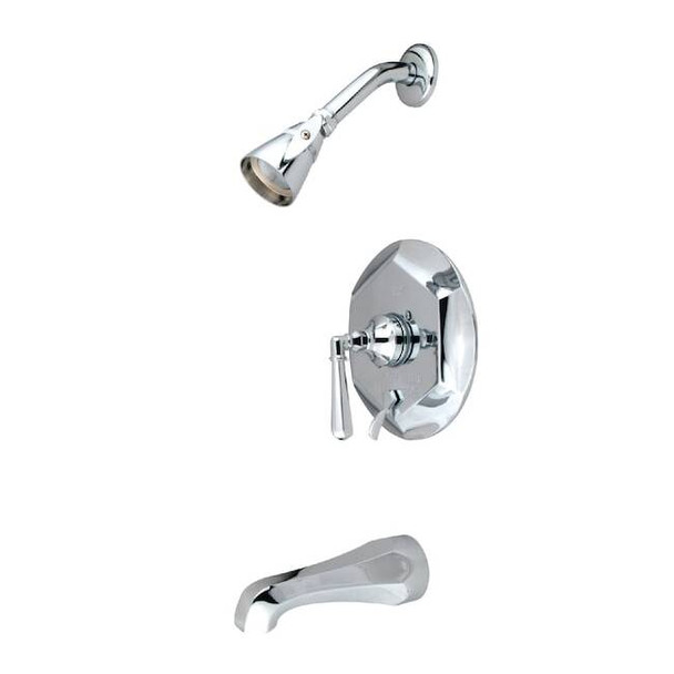 Tub and Shower Faucet, Standard, 3, Wall Mount, Polished Chrome