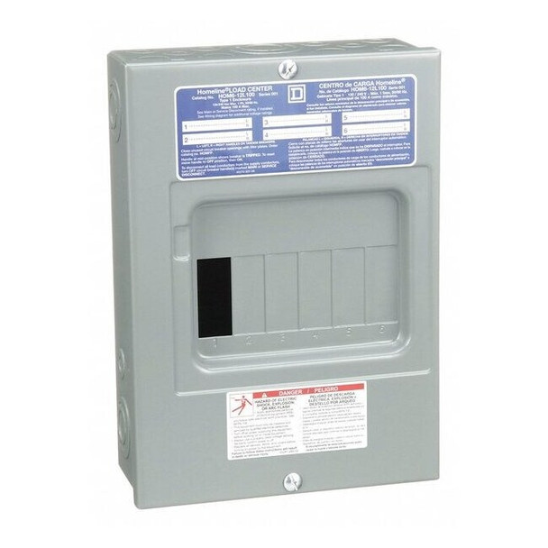 Square D Load Center, 6 Spaces, 100A Amps, 120/240V AC HOM612L100S