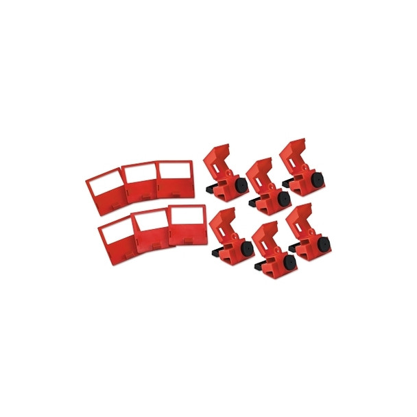 Breaker Lockout, 480 V/600 V, 1.588 in H x 3.253 in W x 2.175 in D, Red, Single-Pole