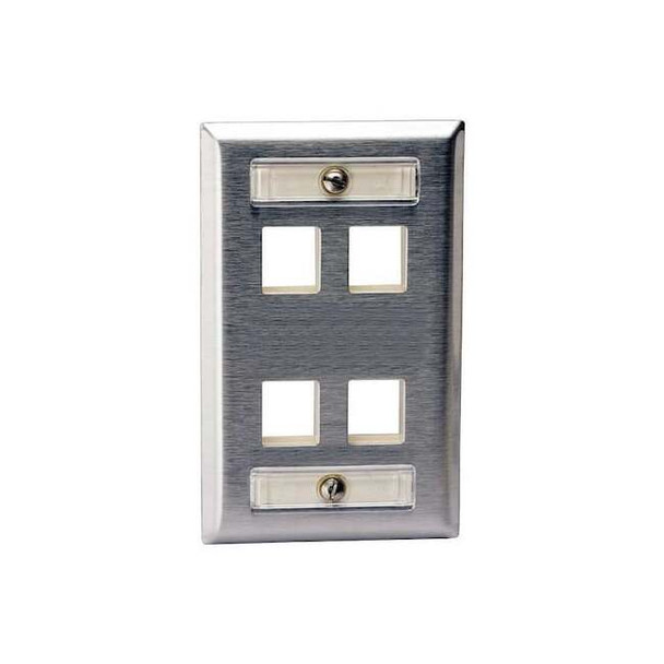 Hubbell Premise Wiring Plate,4 Ports,Gray SSFL14