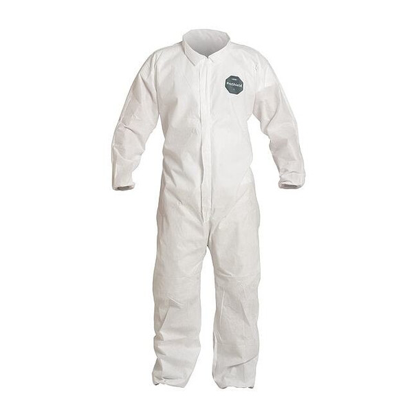 10 Coverall. Collar. Elastic Wrists and Ankles. Elastic Waist. White. MD