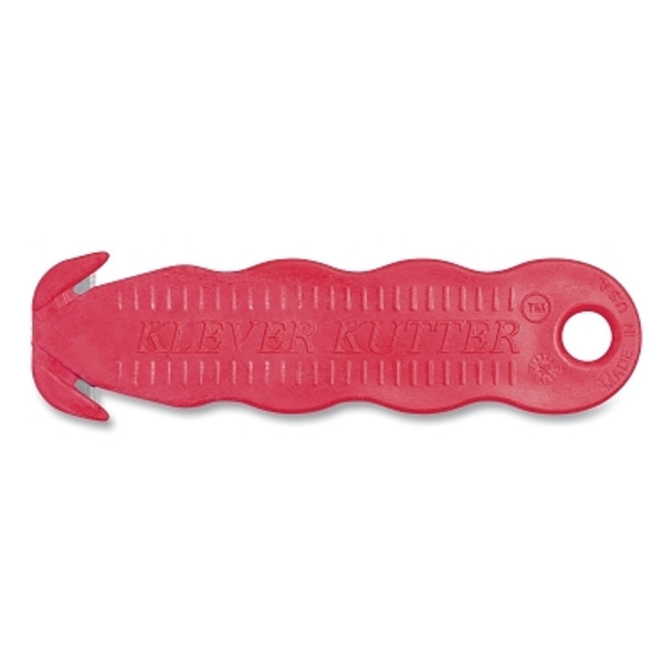 Klever Kutter Safety Cutter, 4-5/8 in L, Straight Blade, Steel, Plastic, Red