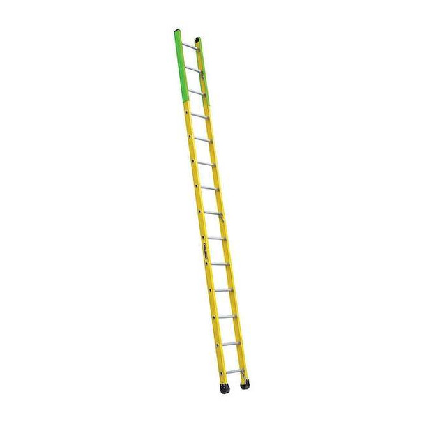 14 ft Overall H, Manhole Ladder, Fiberglass, Yellow Finish, 375 lb Load Capacity