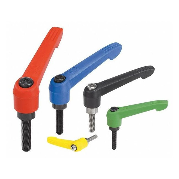 Adjustable Handle Size: 3, M08X30, Plastic, Blue RAL 5017, Comp: Steel