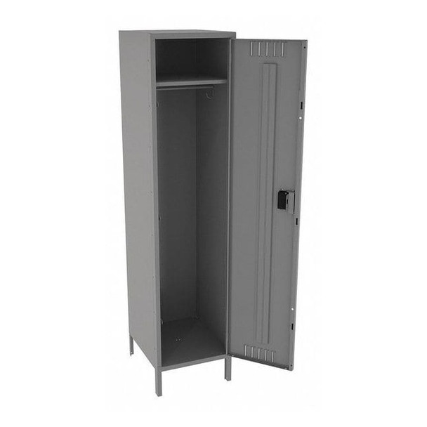 Wardrobe Locker, 18 in W, 21 in D, 78 in H, (1) Tier, (1) Wide, Medium Gray
