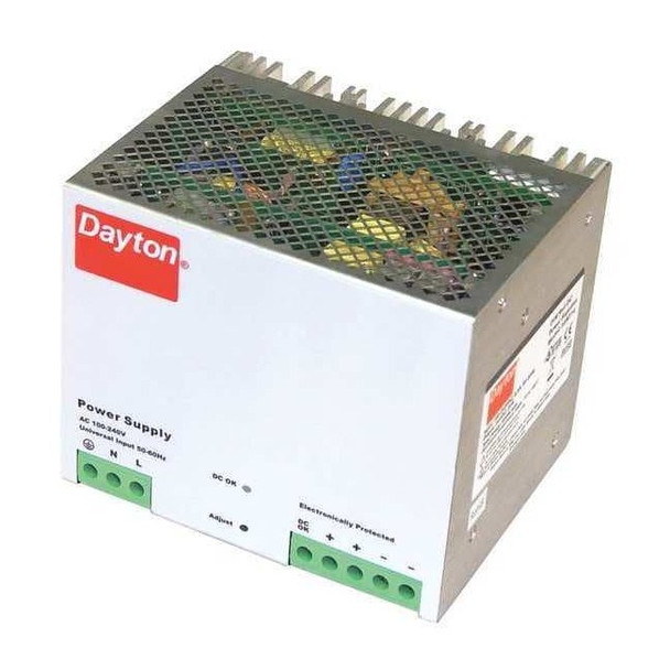 Dayton DC Power Supply, 90/264V AC, 24V DC, 480 W, 20 A, DIN Rail 33NT14