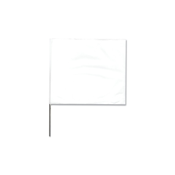 Stake Flags, 4 in x 5 in, 24 in Height, White Pack of 100