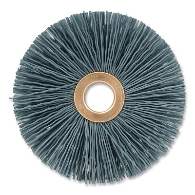 Nylox® Crimped-Filament Wheel Brush, 3 in dia, 1/2 in W, 0.0140 in Bristle dia, Silicon Carbide-Coated Nylon, 10000 RPM