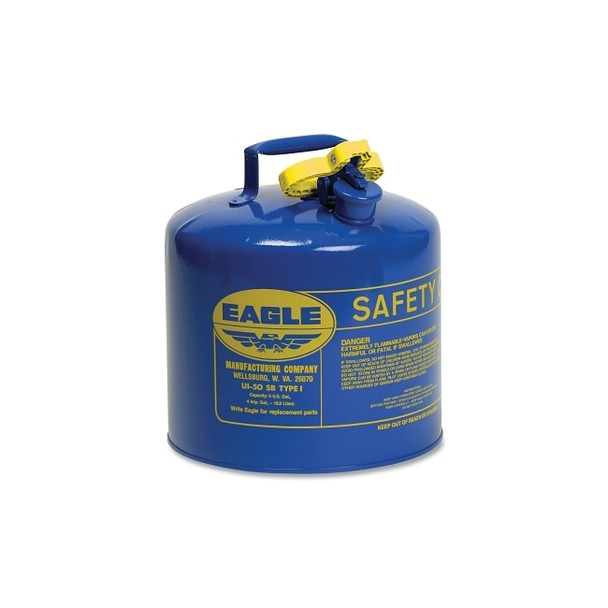Safety Can, Type I, 5 gal, 24-ga Galvanized Steel, Kerosene, Blue