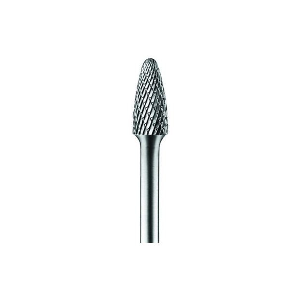 Carbide Tree/Radius Shape Bur Bit, 3/8"Dia.x3/4"L Cut, 1/4" Shank, Alt. Diamond