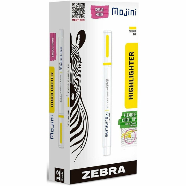 Zebra Pen Mojini Single Ended Highlighters - Yellow Ink - 12 / Dozen