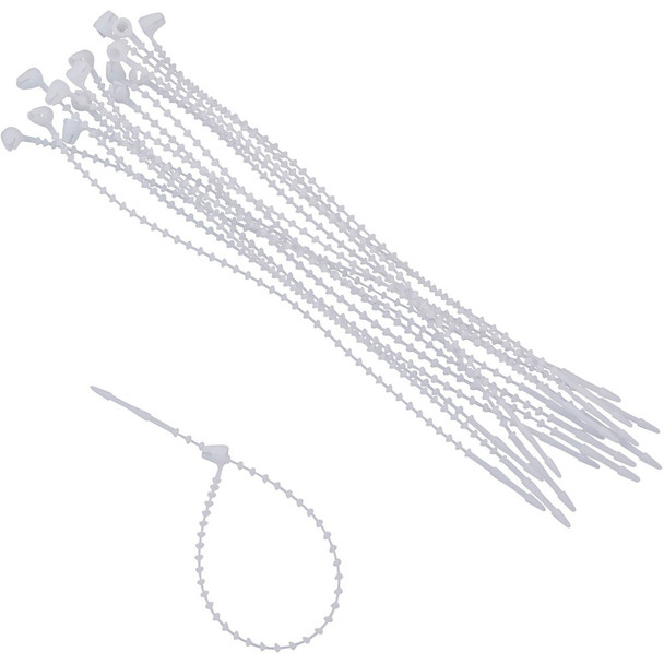 Advantus Beaded Cable Ties - Cable Tie - White - 0.25" Length - 250 / Pack