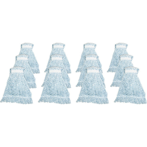 Genuine Joe Blue Stripes Hygrade Mophead - Rayon - Blue, White - 12 / Carton