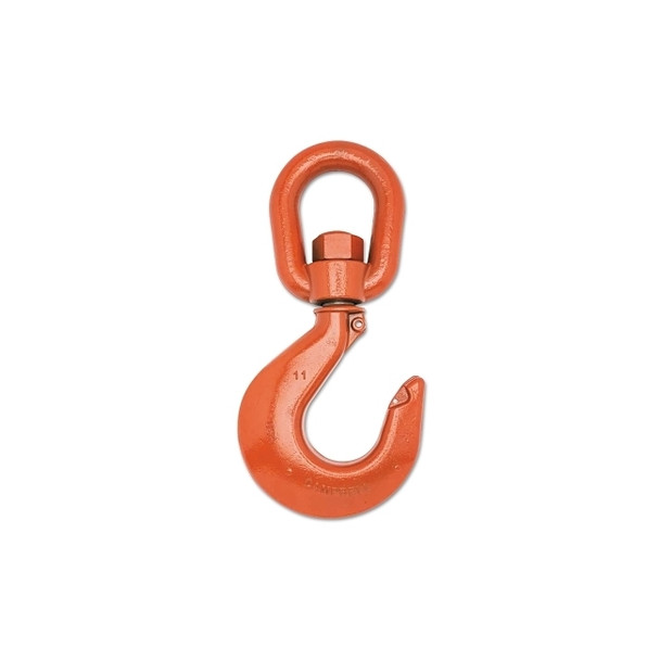 1014 Series Latched Swivel Hoist Hook, Size 11 Painted Orange