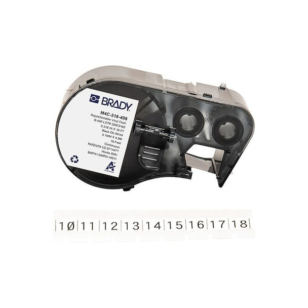 Brady Label/RibbonCartridge,White,Semi-Gloss M4C-318-498