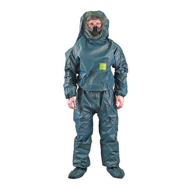 Microchem Hooded Coveralls,Knit Cuff,L,Green 68-4000