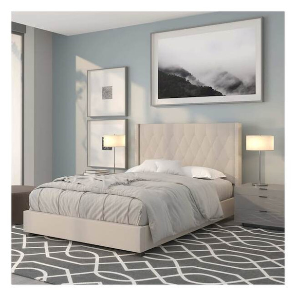 Flash Furniture Platform Bed,Riverdale,Full,Beige HG-34-GG