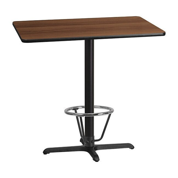 Rectangle Walnut,Laminate Table-X-Base,30"X42", Laminate, Wood Grain