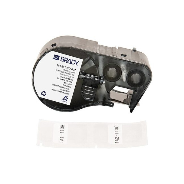 Brady Wraparound Label, White, Vinyl, 1 in W M4-211-RO-427