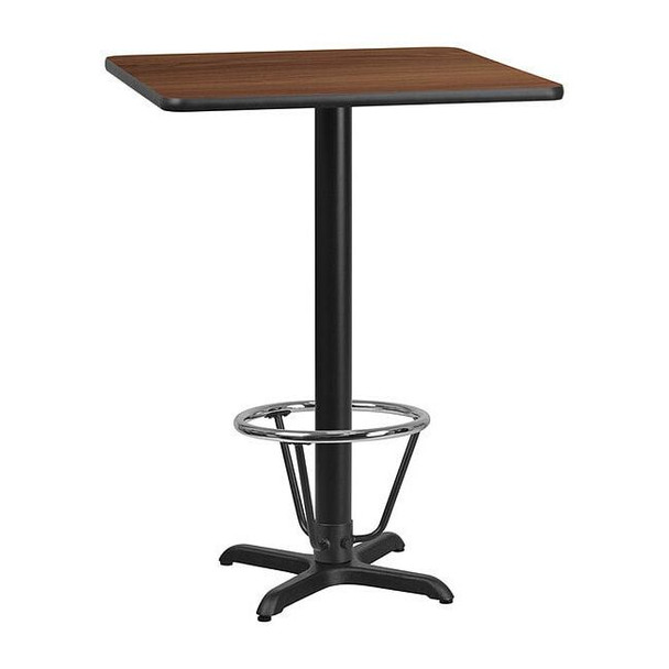 Square Laminate Table, 30" W, 30" L, 43.125" H, Laminate, Wood Grain