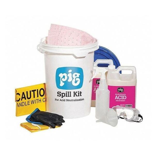 Spill Kit, 2 gal Volume Absorbed per Kit, 6 1/2 gal Capacity, Bucket, White