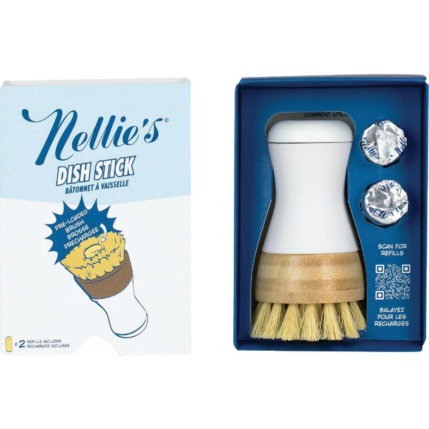 Nellie's Dish Stick Dishwashing Brush with 2 Dish Butter Soap Sticks NADS-S