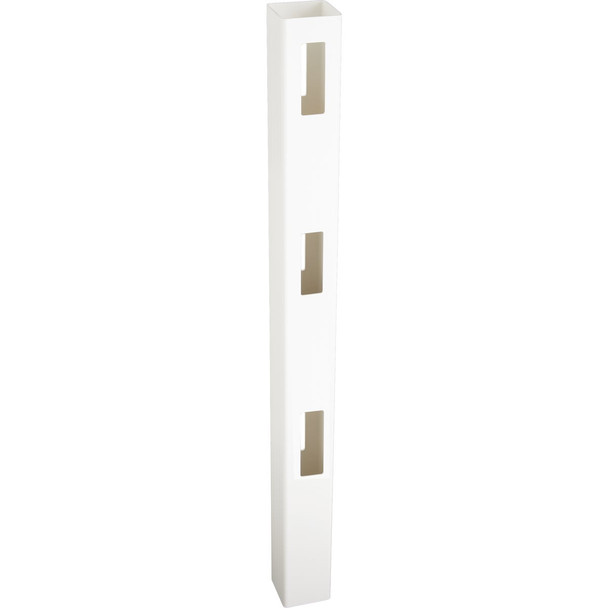 5 In. x 5 In. x 84 In. White Vinyl 3-Rail Fence Line Post 182923
