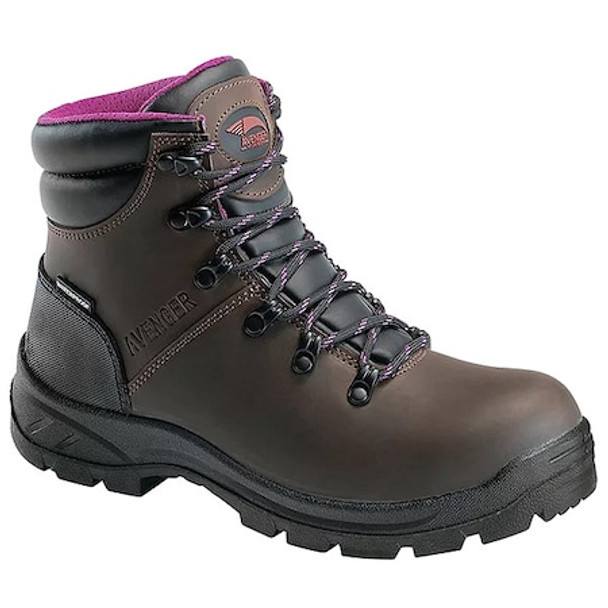 Women's 6-Inch Work Boot, 11 W, Steel Toe, 6 in H, Brown, A8125