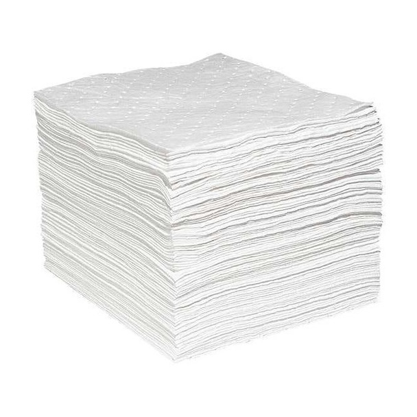 Spilltech Sorbent Pad, 29 gal, 15 in x 19 in, Oil, White, Polypropylene WPB100H