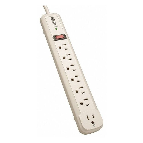 Tripp Lite Outlet Strip, Surge, 7 5-15R, 5-15P, 4 ft., White TLP74R