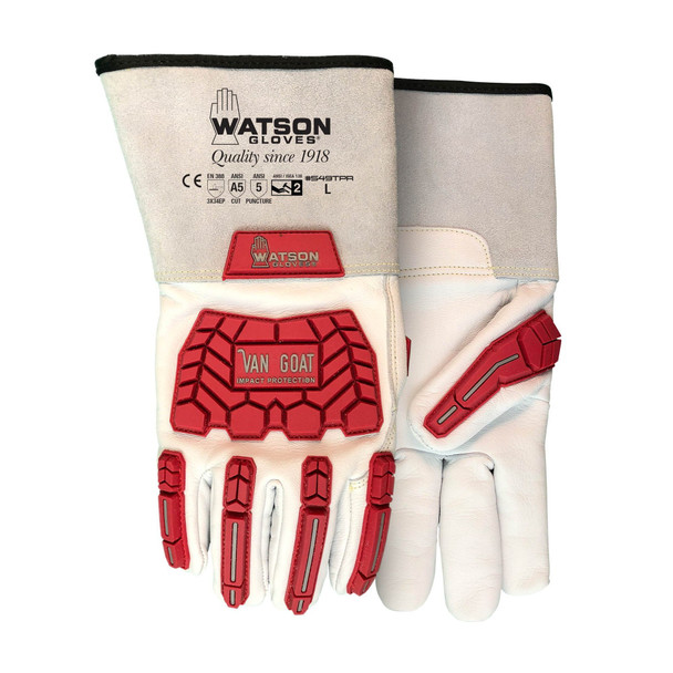 Watson Gloves Van Goat Ansi Cut A5 Goatskin Gauntlet W/ TPR-Xlarge PR 549TPR-X