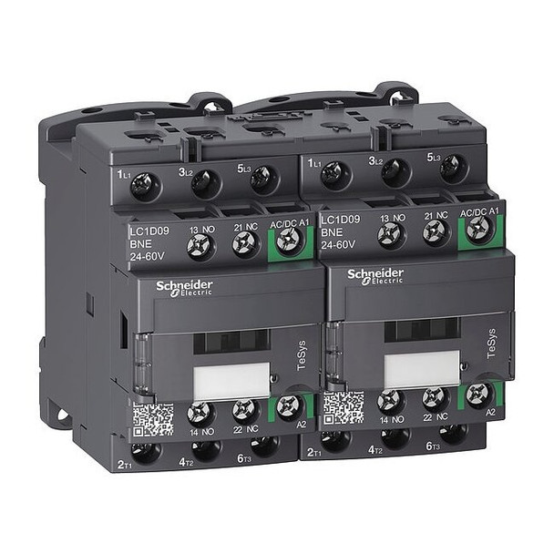 IEC Magnetic Contactor, 1NC/1NO, 24V-60V AC/DC, 3 P, Reversing, Screw Clamp
