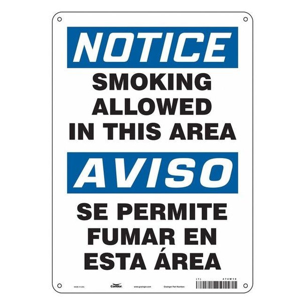 Safety Sign, 14 in H, 10" W,  Vertical Rectangle, English, Spanish, 474W10