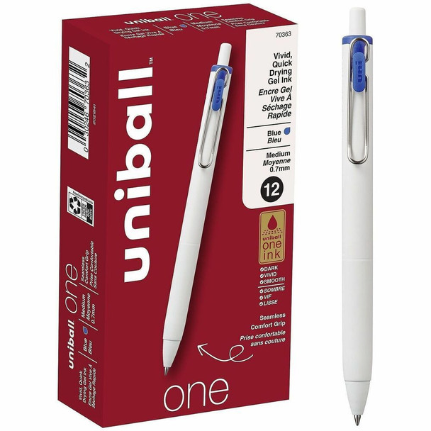 uniball™ ONE Gel Pen - Blue Ink - Gel-based - 1 Dozen
