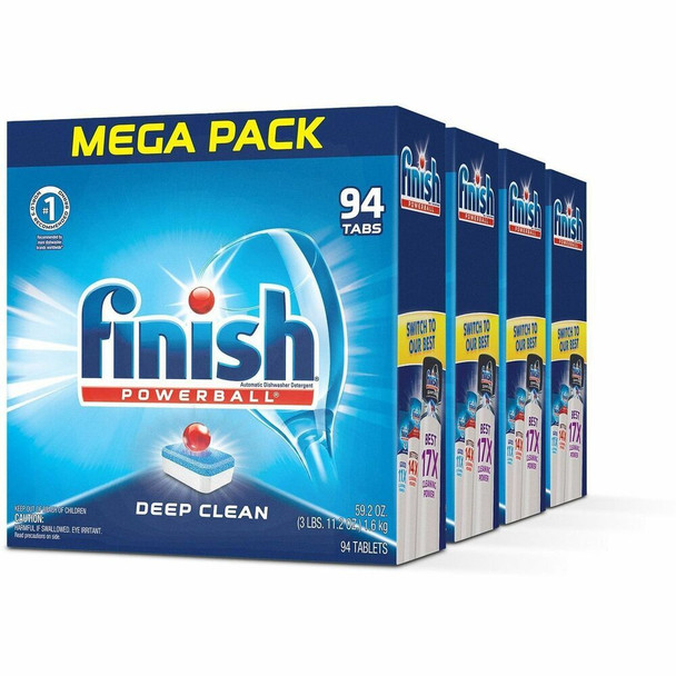 Finish Powerball Dishwasher Tabs - Fresh Scent - Multi - 94 Box - 4 / Carton