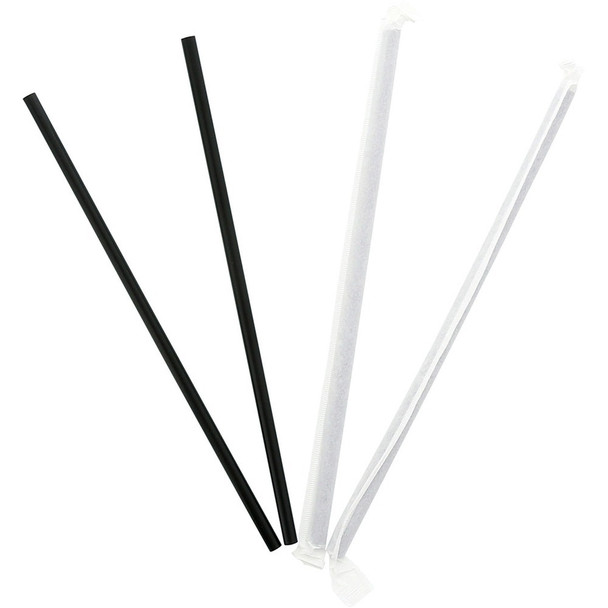 Banyan Black Straws - Wrapped - 7.8" Length - Black - 5000 / Carton