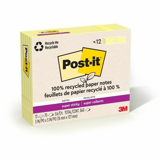 Post-it&reg; Super Sticky Note Pad 655R12SSCY