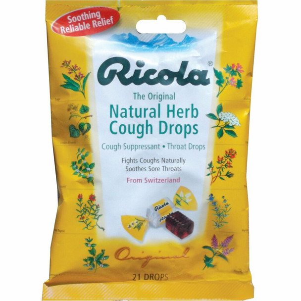 Ricola Original Herb Cough Drops - For Cough, Sore Throat, Sore - 21 / Bag