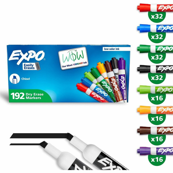 Expo Low-Odor Dry Erase Markers - Erasable - Assorted Ink/ - 192 / Pack