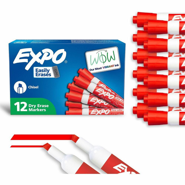 Expo Dry Erase Markers - Erasable - Red Ink - 12 / Dozen