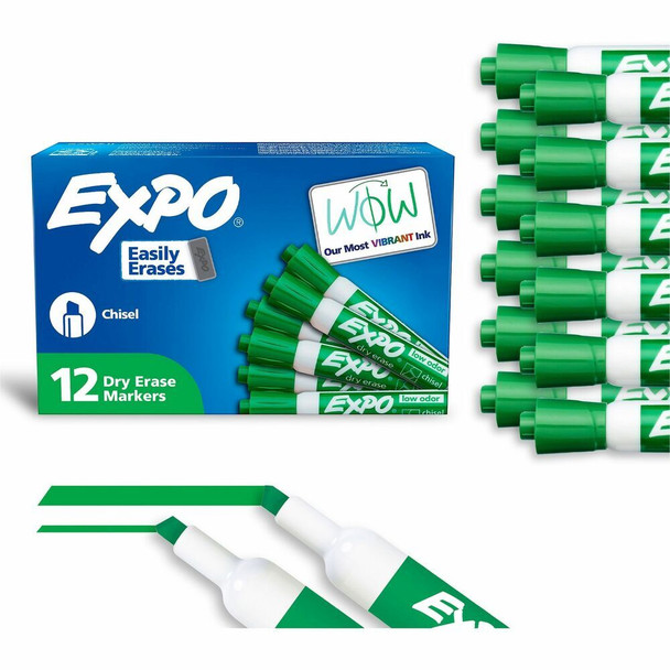 Expo Dry Erase Markers - Erasable - Green Ink - 12 / Dozen