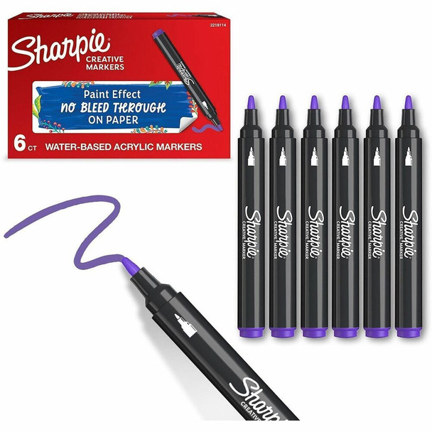 Sharpie Creative Markers - Lilac Ink - Water Based, Acrylic Based - 6 / Box