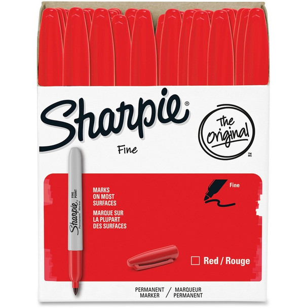 Sharpie Pen-style Permanent Marker - Red Ink - Alcohol Based - 36 / Pack