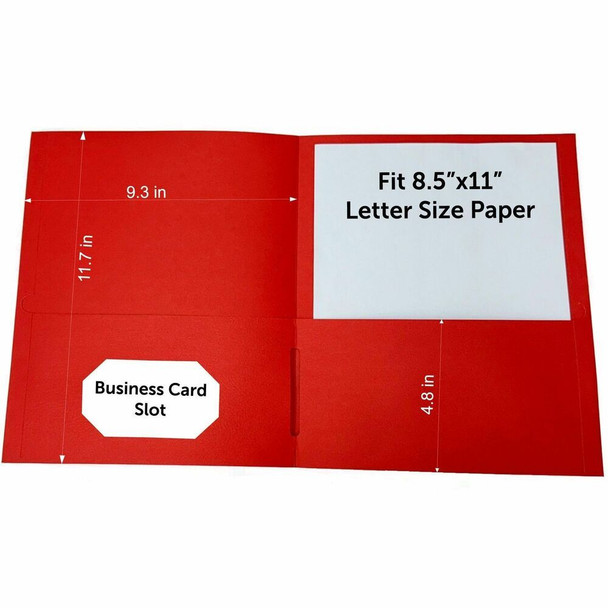 Sparco Letter Pocket Folder - 8 1/2" x 11" - 2 Internal Pocket - Red - 1 Box