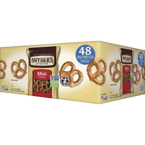 Snyder's Fat Free Mini Pretzels - 1.50 oz Carton - 48 / Carton