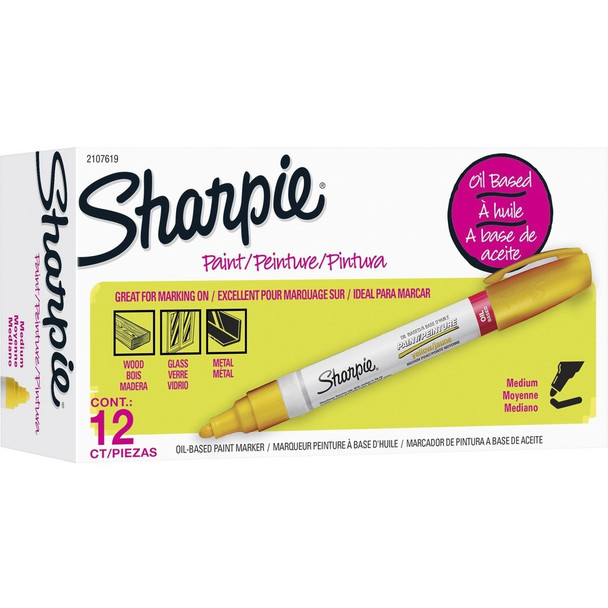 Sharpie Oil-based Paint Markers - Yellow Ink - Oil Based - 12 / Dozen