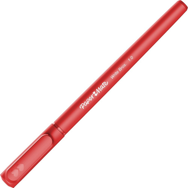 Paper Mate Ballpoint Stick Pens - Red Ink - Red Barrel - 12 / Dozen