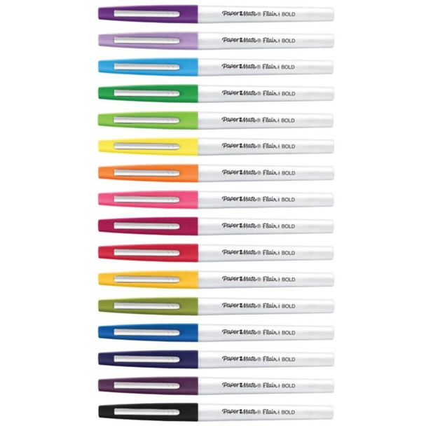 Paper Mate Flair Felt Tip Pens - Assorted Ink - 16 / Pack