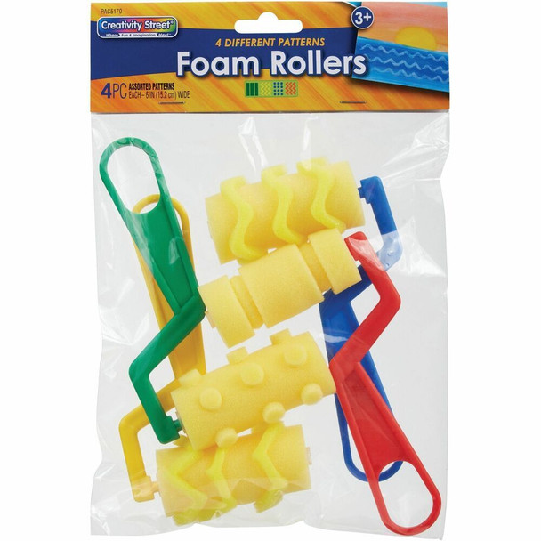 Creativity Street Foam Pattern Paint Rollers - Plastic Handle - 4 / Set